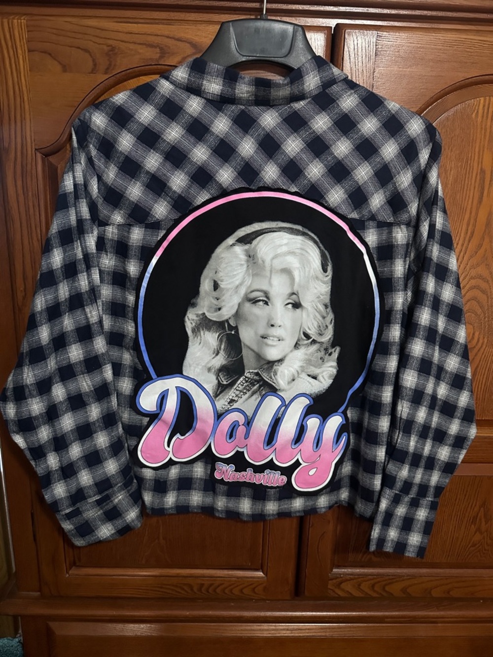 Dolly Nashville Upcycled Flannel tee made by me